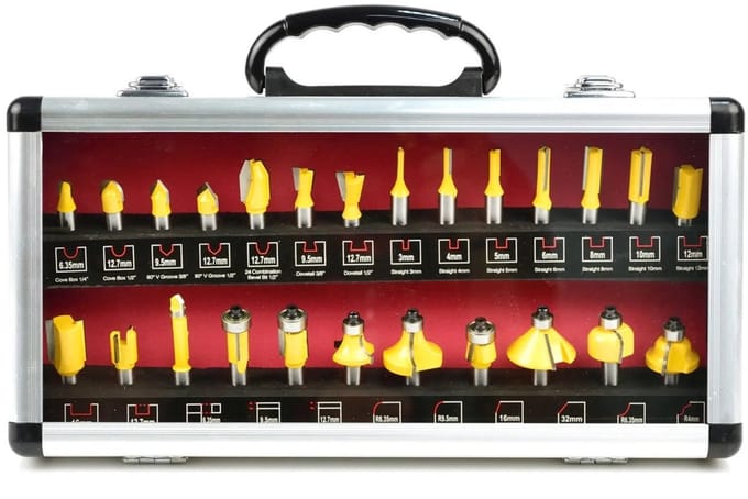 GEKO Freesbits set - 25-delig - HSS staal - 8mm schacht - Inclusief opbergkoffer