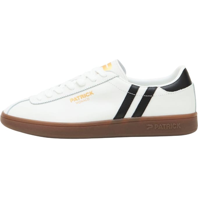 Patrick Mens Monaco Suède Cupsole Sneakers (Wit/Zwart/Dark Gum)