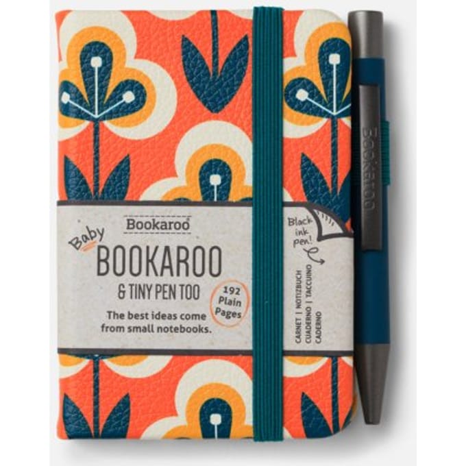 Bookaroo A7 Notebook & Pen - Teal & Orange - Retro