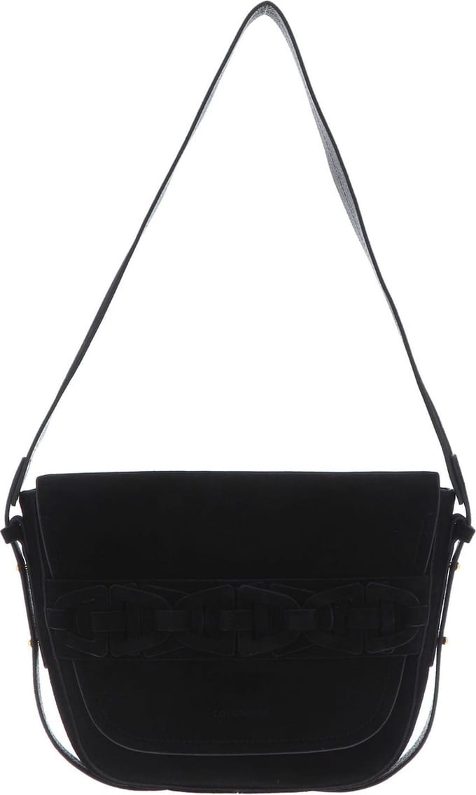 COCCINELLE Leren Schoudertas Avondtas Gitane Suede Crossbody Bag Noir Zwart