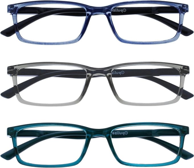 Blauw Licht Bril - Computer Bril - Digitaal Comfort - Ontspiegeld Transparant - 3 Paar - Blauw Grijs Turkoois