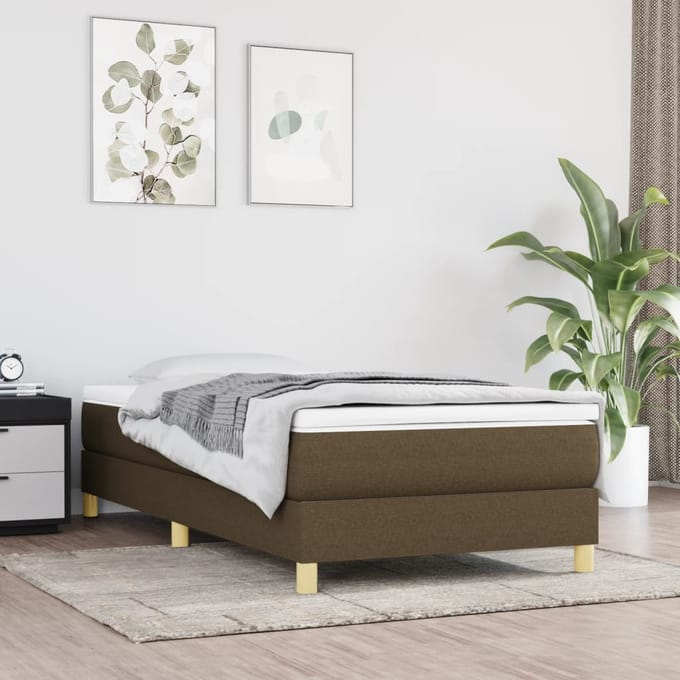 vidaXL - Boxspring - bed - 90x190 - cm - stof - donkerbruin