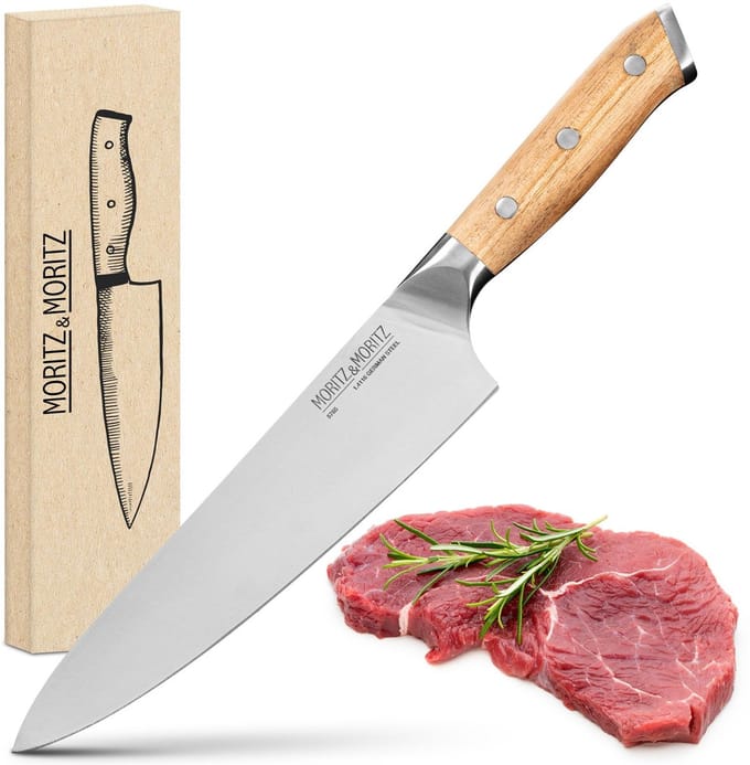 Moritz & Moritz Professioneel Koksmes - Keukenmes 20 cm - Duits Messenstaal - Acaciahouten Handvat