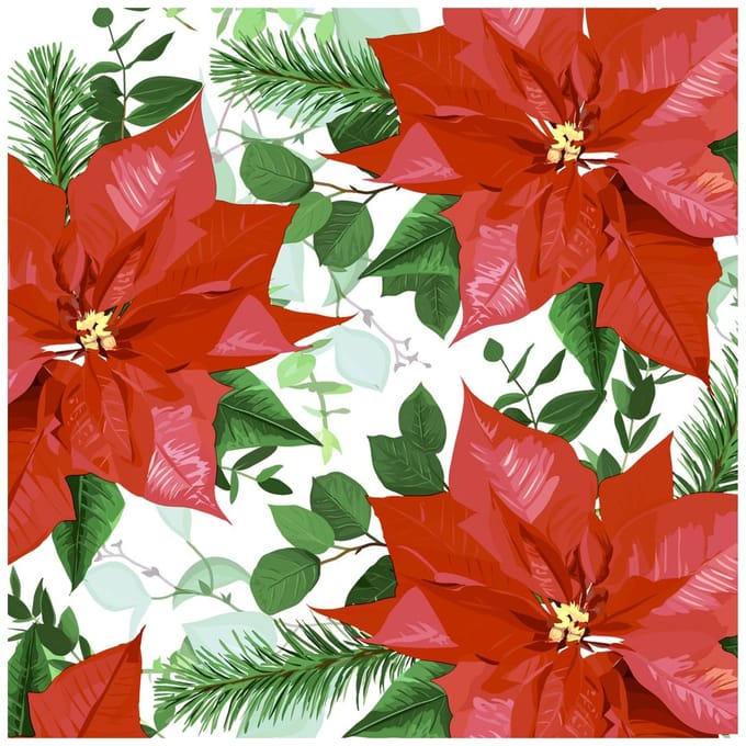 P+D Lunch servetten - Floral Christmas
