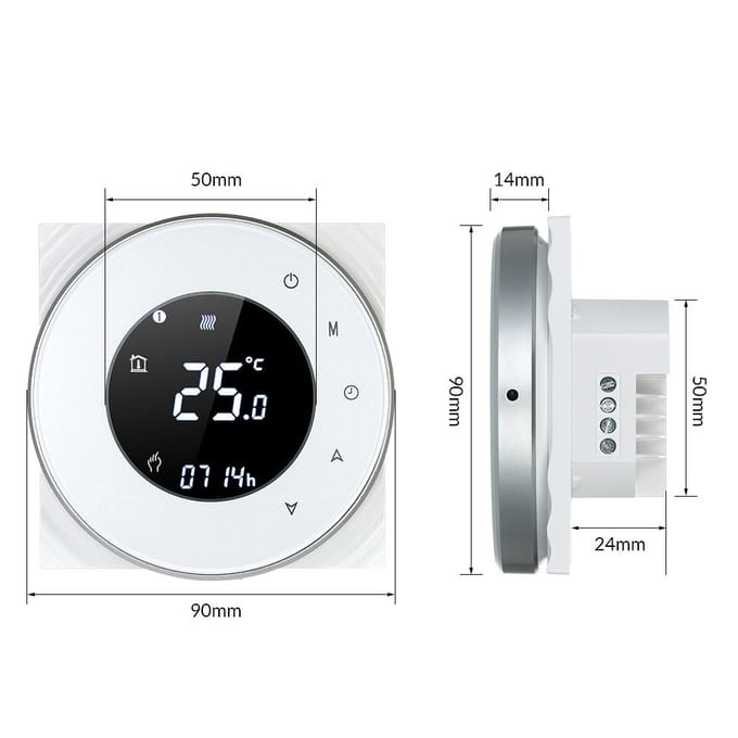 5A Programmeerbare waterverwarmingsregelaar Temperatuurregelaar Thermostaat Touchscreen LCD met wit