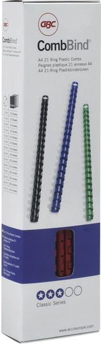 Bindrug GBC 6mm 21rings A4 zwart 25stuks