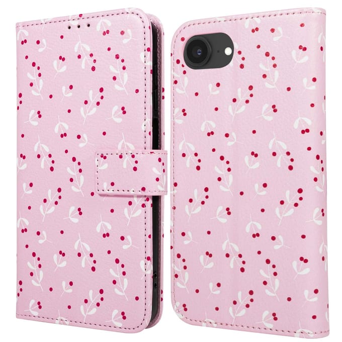 imoshion Hoesje - Geschikt voor Apple iPhone 17e / 16e - Design Bookcase smartphone - Blush Berries