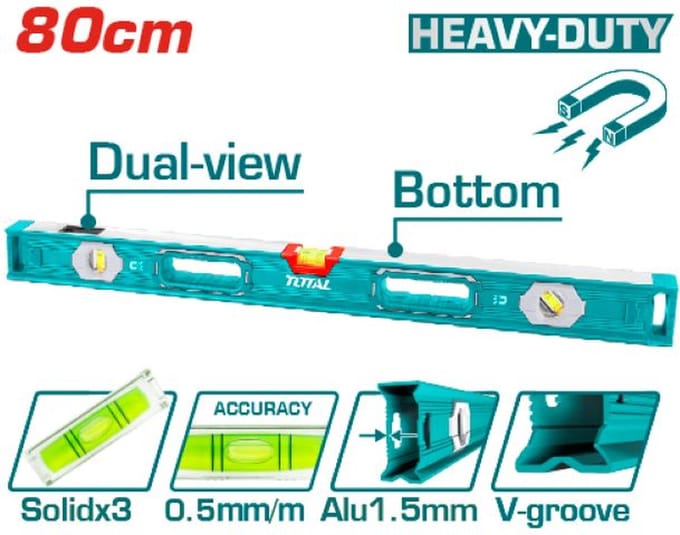 Total Tools Waterpas 80cm - Magnetisch met Dual View
