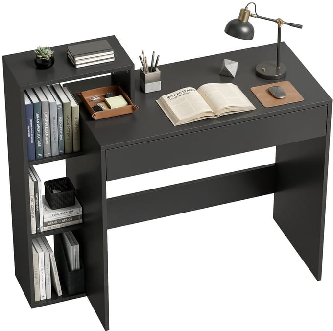 HOMCOM Bureau met planken - Spaanplaat - 100x40x90cm - Zwart