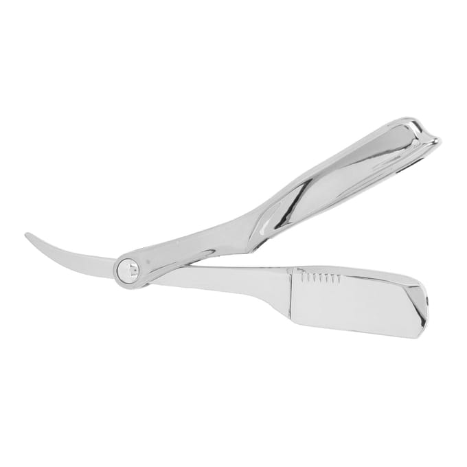 Professionele Opvouwbare Rechte Rand Scheermes Barbershop Mannen Scheermes Verzilverde Meshouder(Plaatsing zilver
