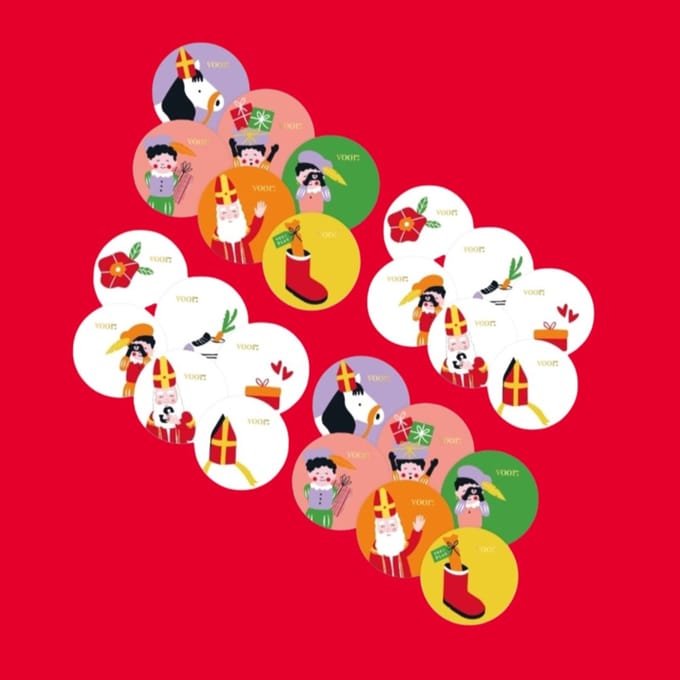 24 Sinterklaas sticker naam - sint - sinterklaascadeau - naamsticker - pakjesavond - cadeausticker- naamsticker - sluitzegel - sint en piet.