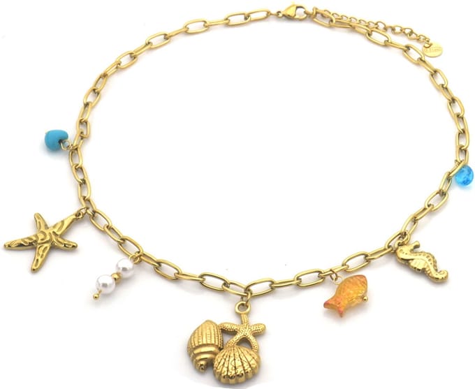 RVS Ketting – Zee-thema Bedels – 40-45cm – Stijlvol & Duurzaam
