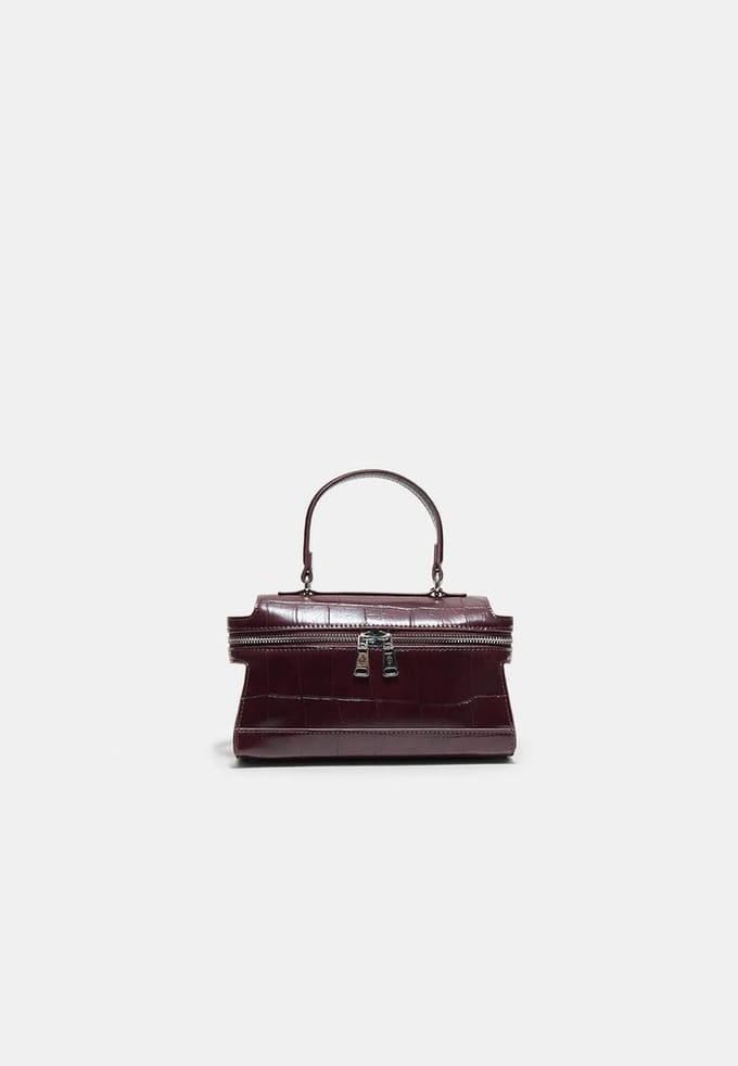 Stradivarius Mini-schoudertas met krokodillenmotief  Granaat OS