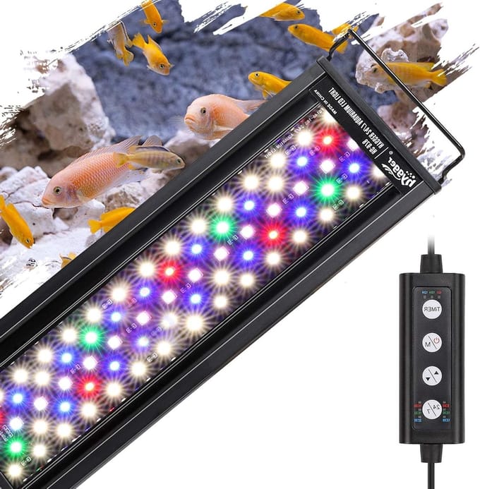 Verstelbare LED Aquarium Verlichting met 24/7 Sunrise en Daglichtmodus, Timer en 7 Kleuren (18 W)