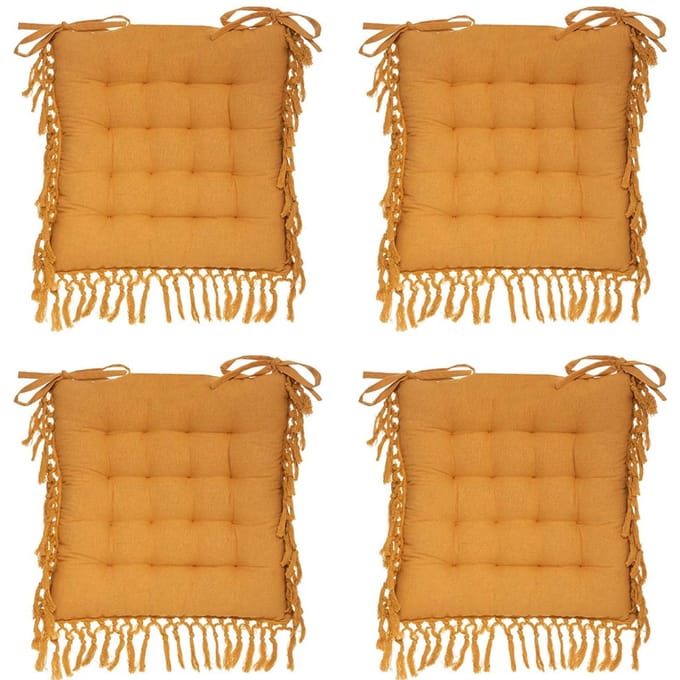 Eazy Living Stoelkussen Jeanne Geel 40 x 40 cm - 4 Stuks