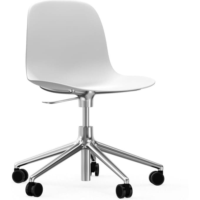 Normann Copenhagen - Form Draaistoel met wielen - aluminium - wit