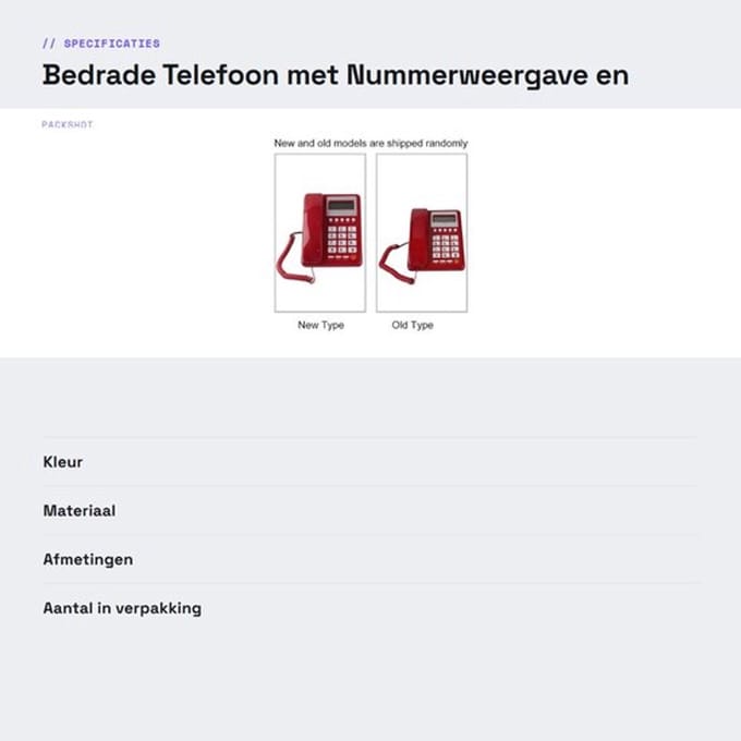 Dailygoods - Bedrade huistelefoon met nummerweergave
