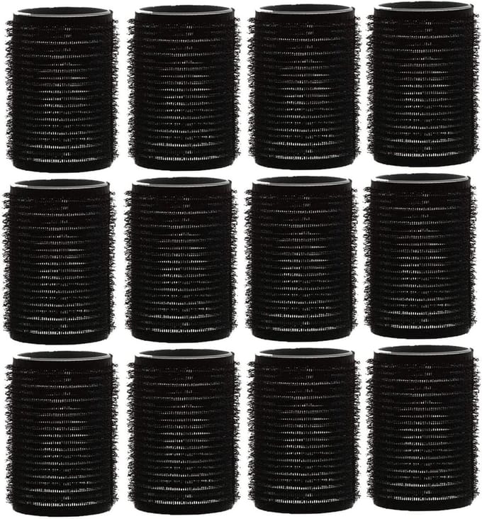 12 Stuks Zwarte Grote Haarrollers 30 mm voor Krullen en Golven
