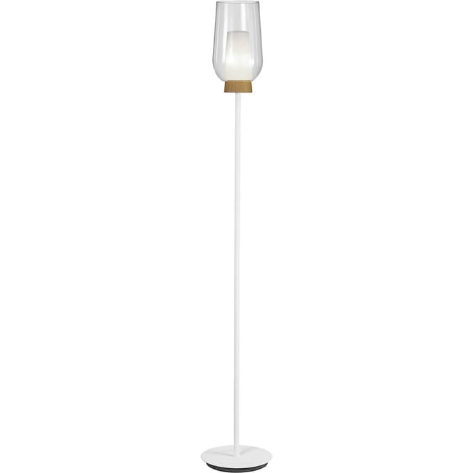 Mantra Iluminación Nora vloerlamp, wit-transparant, metaal, glas
