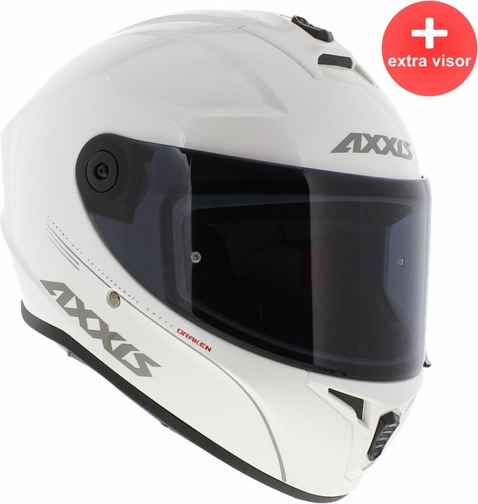 Axxis Draken S integraal helm solid glans parel wit XXL