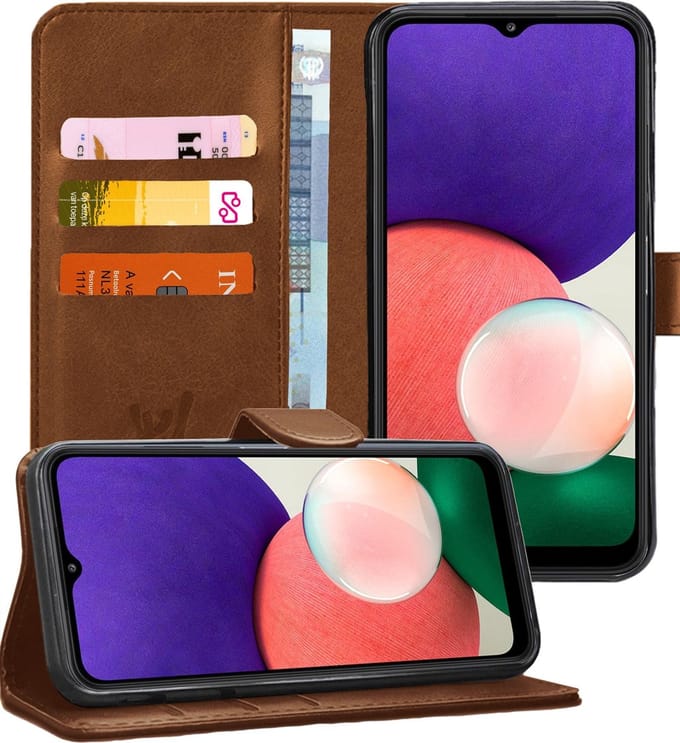 Hoesje geschikt voor Samsung Galaxy A22 5G - Bookcase Bruin - Portemonnee Hoesje