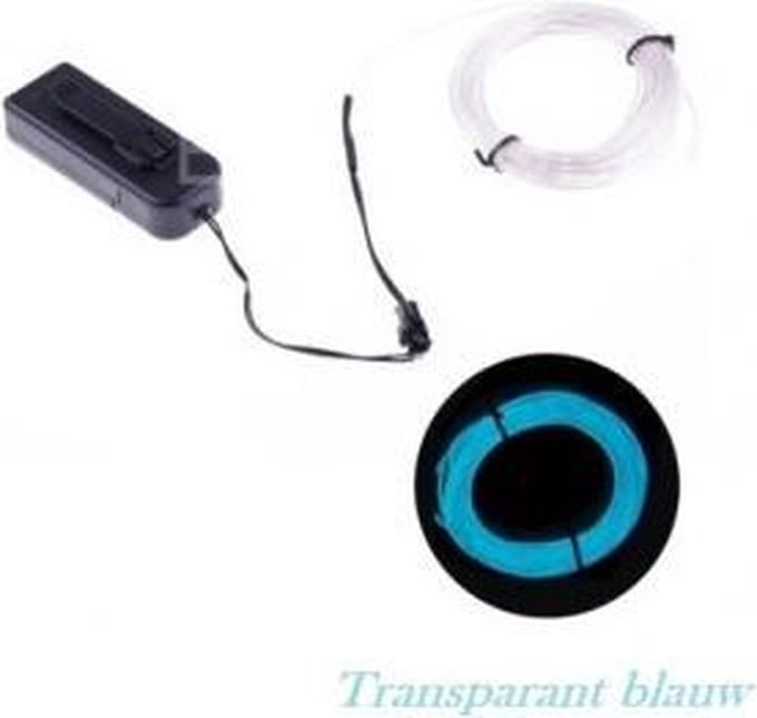 Neon LED Draadstrip tranparant blauw 5 meter lang