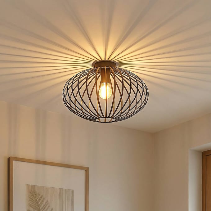 Lindby - plafondlamp - 1licht - IJzer - H: 25.5 cm - E27 - zwart