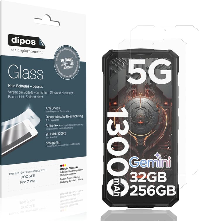 dipos – 2x Matte Pantserfolie geschikt voor DOOGEE Fire 7 Pro | 9H Screenprotector