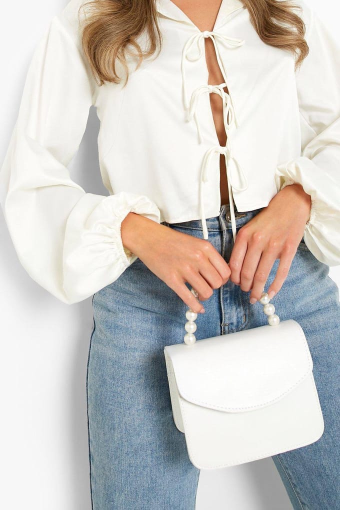 boohoo Dames Pearl Handle Grab Bag | Wit