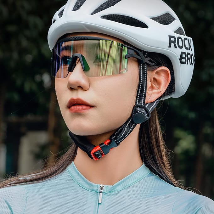 Rockbros Cycling Glasses Photochromic with UV Protection and Corrective Insert Clear - Purple