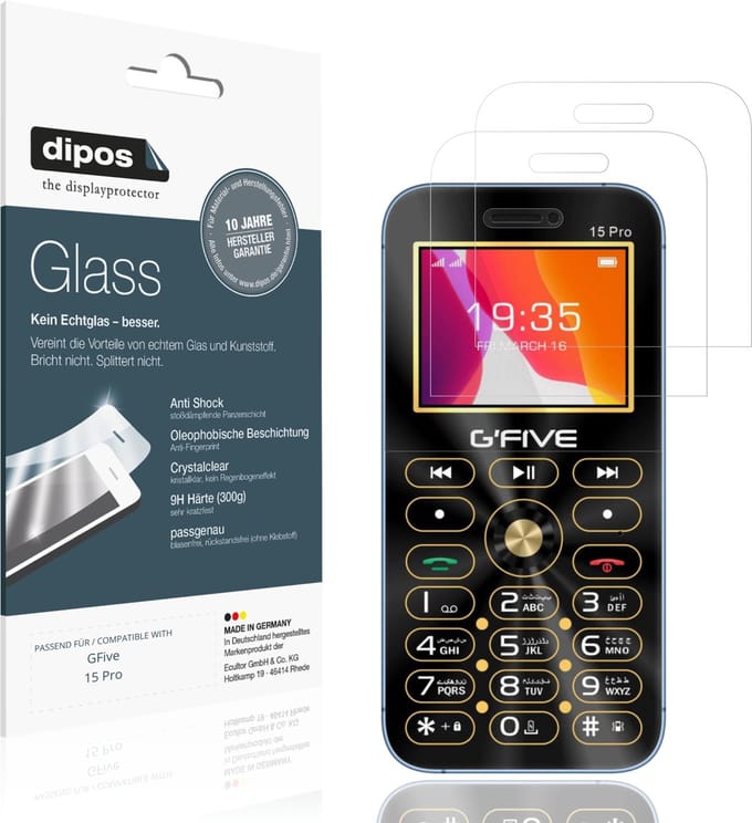 dipos – 2x Pantserfolie geschikt voor GFive 15 Pro | 9H Screenprotector