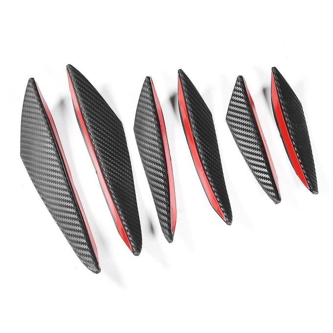 6 stks Koolstofvezel Textuur Auto Bumper Fin Canard Splitter Diffuser Valentie Spoiler Lip gray
