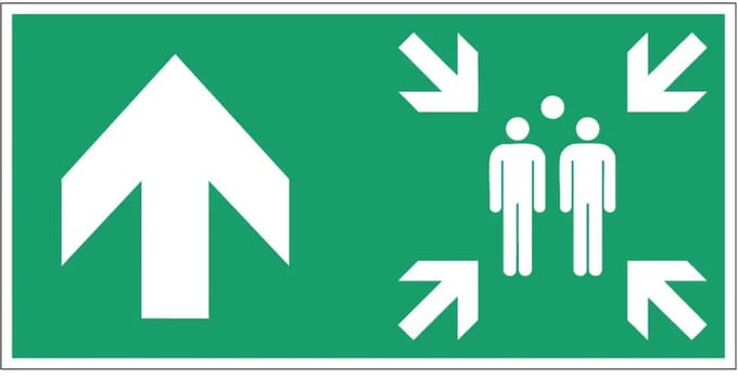 Verzamelplaats pijl boven sticker - E007 | 40 x 20 cm
