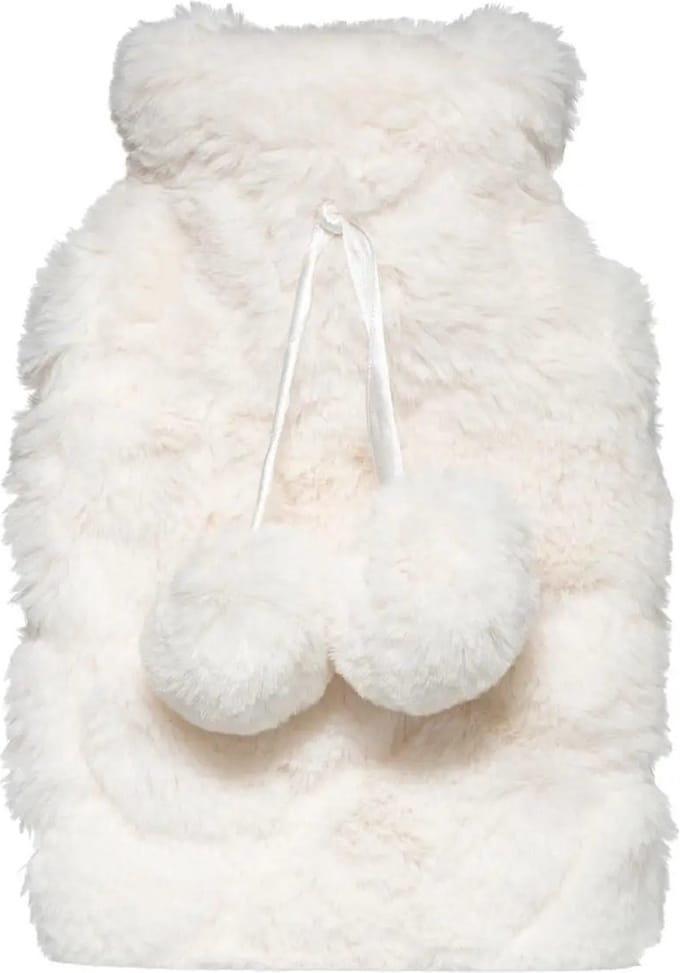 Feeric Warmwater kruik - wit - met hoes - fluffy pluche - 280 ml - bedkruik - kruik