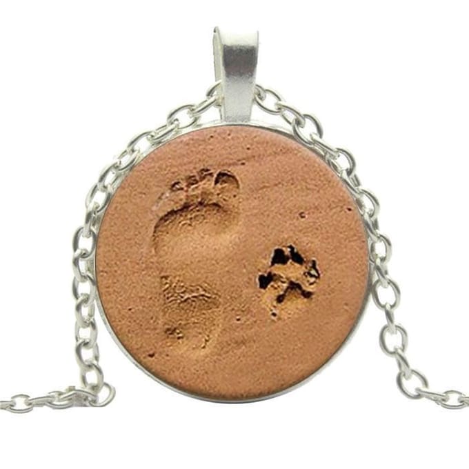 Fako Bijoux® - Ketting - Cabochon - Voet- & Pootafdruk