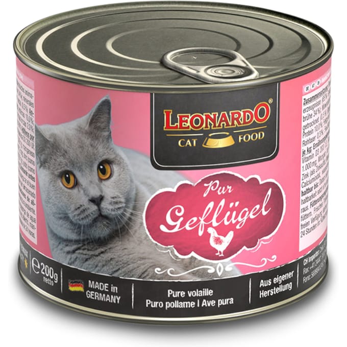 Leonardo Puur Gevogelte 6 x 200 gram Katten Voeding Natvoer