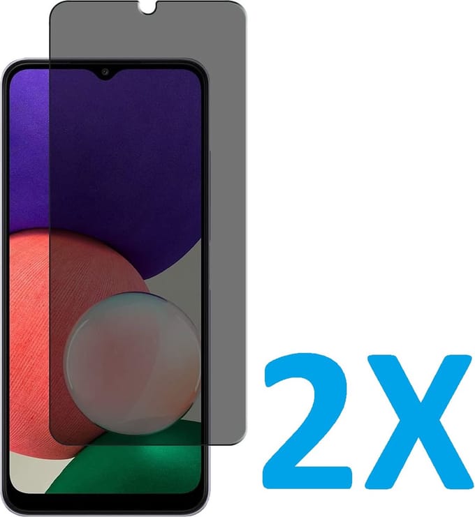 Screenprotector Glas - Privacy Tempered Glass Screen Protector Anti-Spy Geschikt voor: Samsung Galaxy A22 5G - 2x