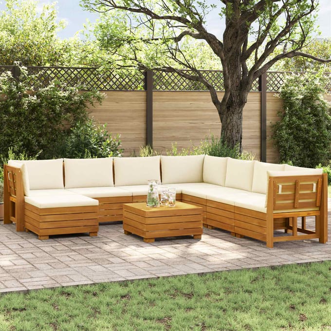 vidaXL - 9 - st - Buiten - bank - set - Massief - Acacia - Hout - Bruin