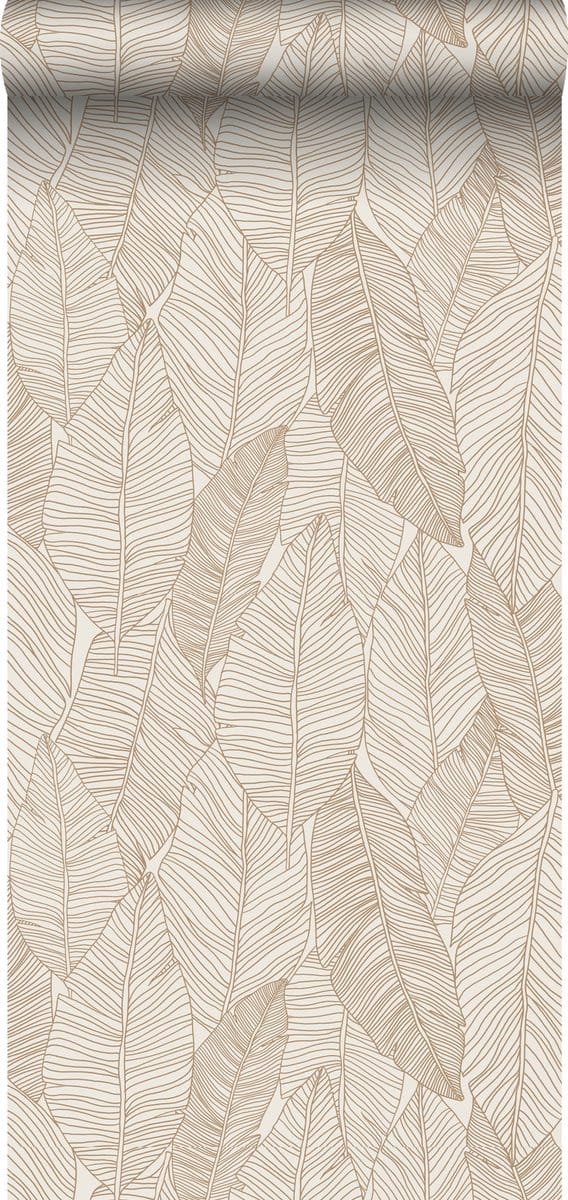 ESTAhome behang getekende bladeren beige - 53 cm x 10.05 m - 139352