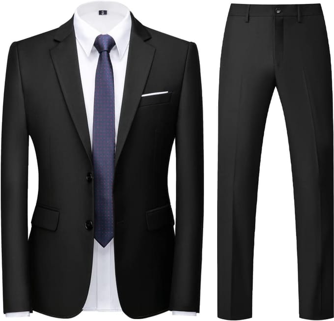 Tweedelig mannenpak 2-delig slim fit effen zonder motief polyester viscose blend elastaan