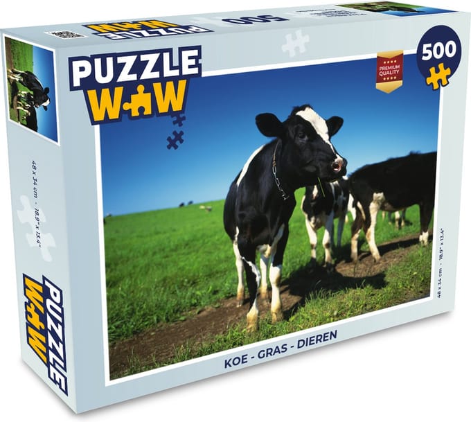 Puzzel Koe - Gras - Dieren - Legpuzzel - Puzzel 500 stukjes