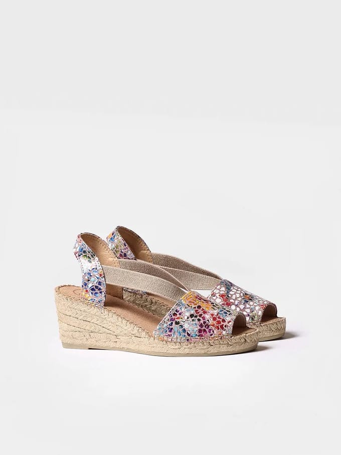 Leren espadrille met middelhoge sleehak en open achterkant | TEIDE-PM