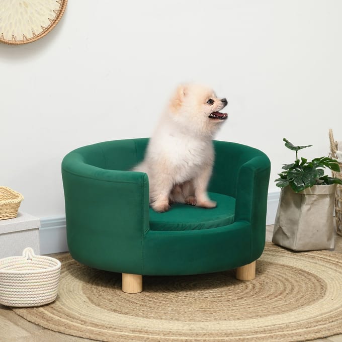REDOM Hondenbank - Met Rugleuning - Modern - Voor Binnen - Polyester - Groen - 65 × 64 × 37 cm