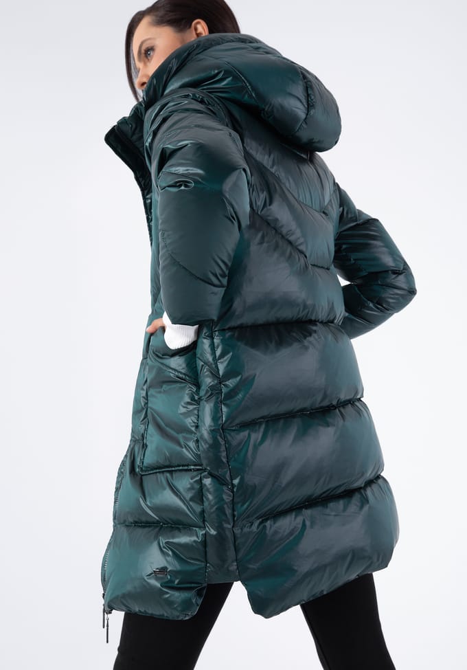 Wittchen Dames Groene Nylon Capuchon Donsjas