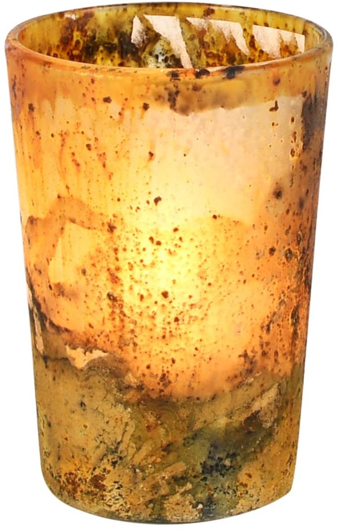 Dekoratief | Theelichthouder 'Rustic Rush', glas, 6x6x9cm | A258177
