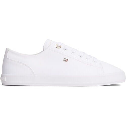 Low top sneakers van canvas met logo-applicatie