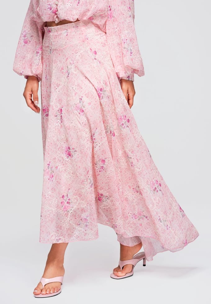 OMBRE Rok - Regular Fit - Rits - Gebloemd Roos M