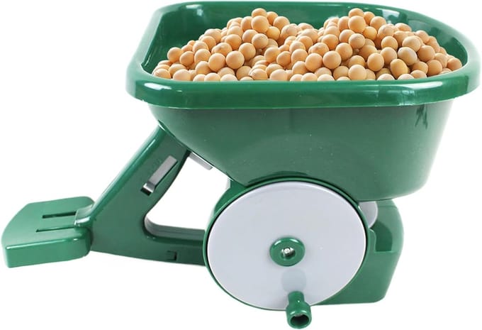 Handstrooier Tuin - Zaadstrooier Compost - Gras Zaaien - Verstelbare Handgreep - 3 Liter Capaciteit - Groen