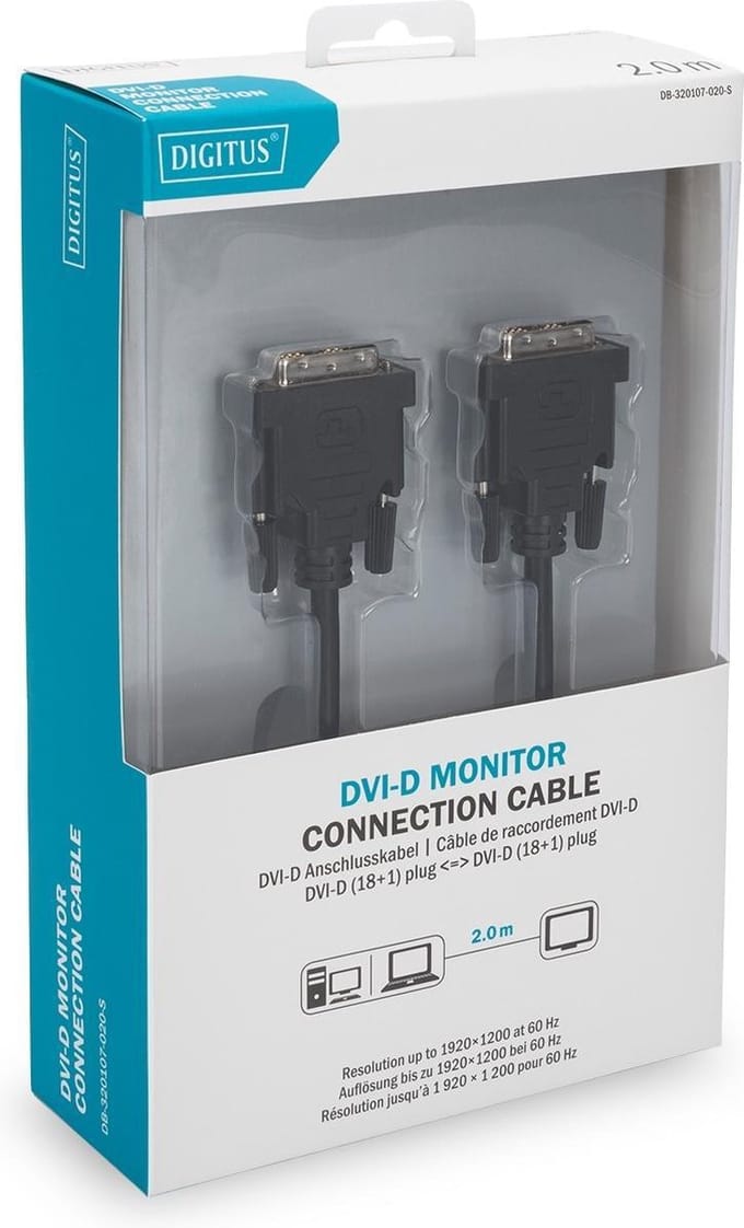Digitus 2m, 2xDVI-D DVI kabel DVI-D Zwart