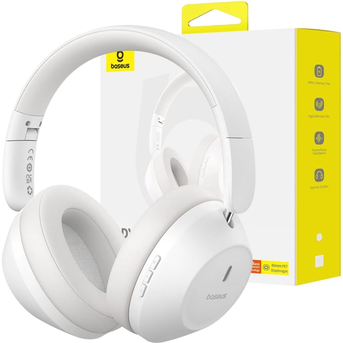 Baseus Bass 30 Max - Draadloze Over-Ear Koptelefoon - Bluetooth 5.3 - Wit